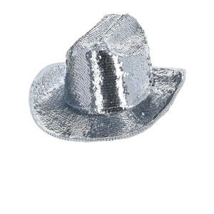 Smiffys Fever Deluxe Sequin Cowboy Hat / Silver